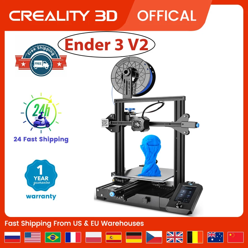 

Creality 3D Printer Ender-3 V2 Mainboard With Silent TMC2208 Drivers UI&4.3 Inch Color Lcd Carborundum Glass Bed CREALITY