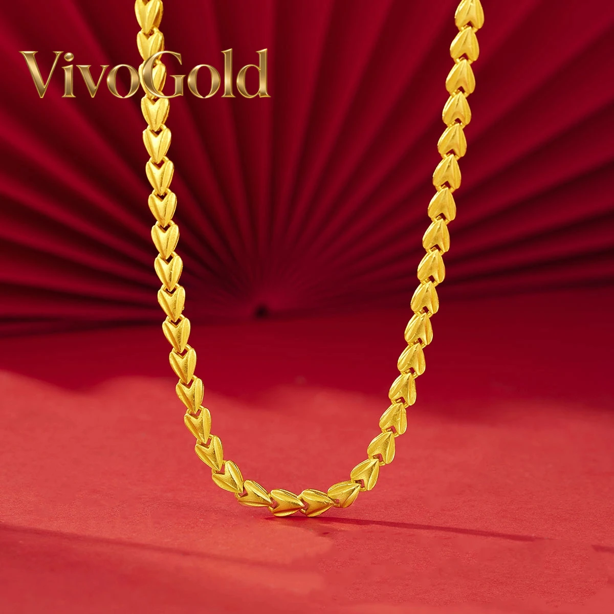 

VivoGoldLuxurious 24K real gold love necklace for women fashion au9999 gold temperament simple collarbone chain