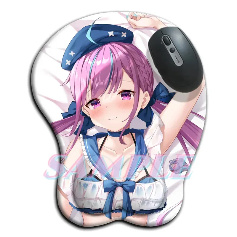 

Hollolive small boob mouse pad with 3D nipple Oppai gamer hentai anime sexy mousepad with wrist rest kawaii Loli matcosliu
