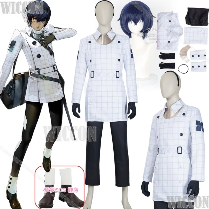 Will Game Metaphor: ReFantazio Protagonist Cosplay Costume Prop White Uniform Blue Wig Shoes Headband Man Holloween Customized