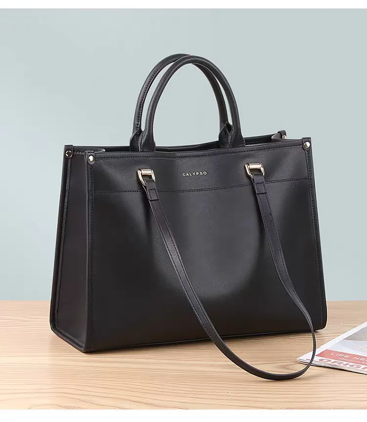 حقيبة سفر نسائية للأعمال الحقيقية ذات سعة كبيرة من الجلد الناعم الراقية، يمكن حمل حقيبة اليد على كتف واحد