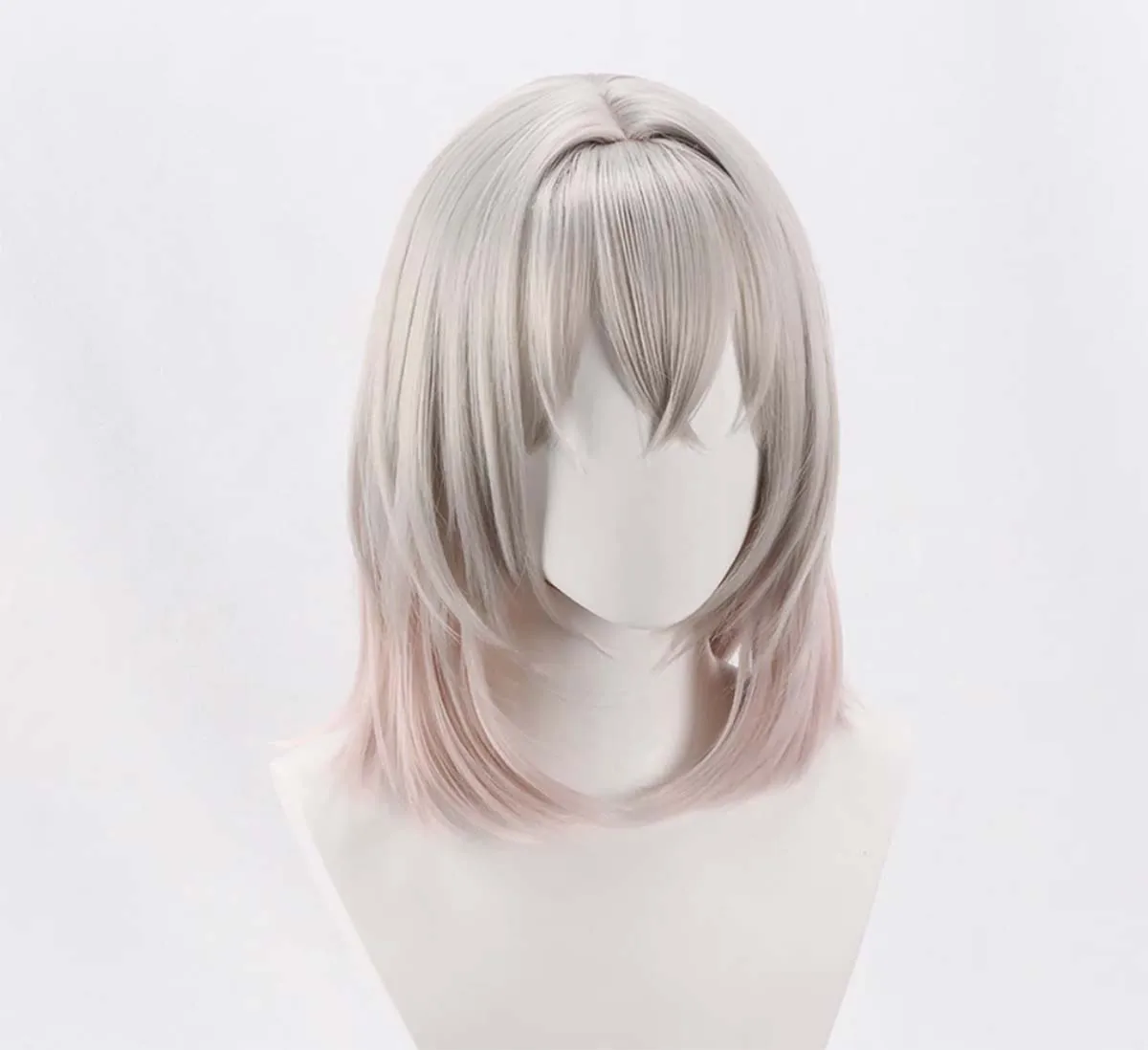Men Game Fate FGO Oberon Cosplay Pink Grey Short Bob Heat Resistant Synthetic Hair Wig