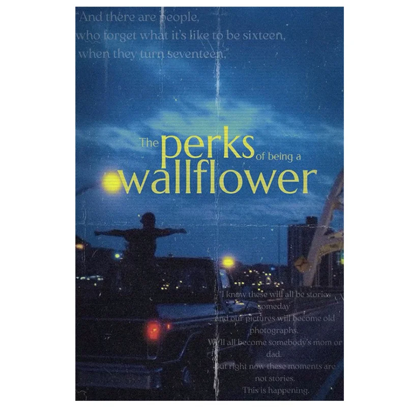 VIKAMA Movie Poster Tapestry, Perks of Being a Wallflower Blue Night Wall Hanging, Aesthetic Room Decor for Bedroom Dorm