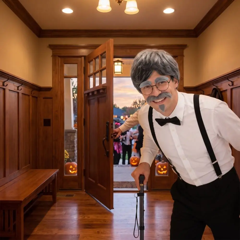 Accessory Set Grandpa Costume Set Party Performance Hat Glasses Suspenders Old Man Wig Role‑Play Props Stage Performance