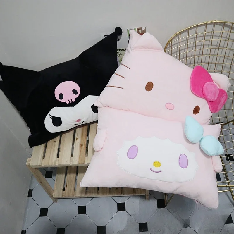 Kawaii Japanese Style My Melody Kuromi Pillowcase Cartoon Hello Kitty Figure Cushion Cover Soft Plushie Detachable Pillow Case