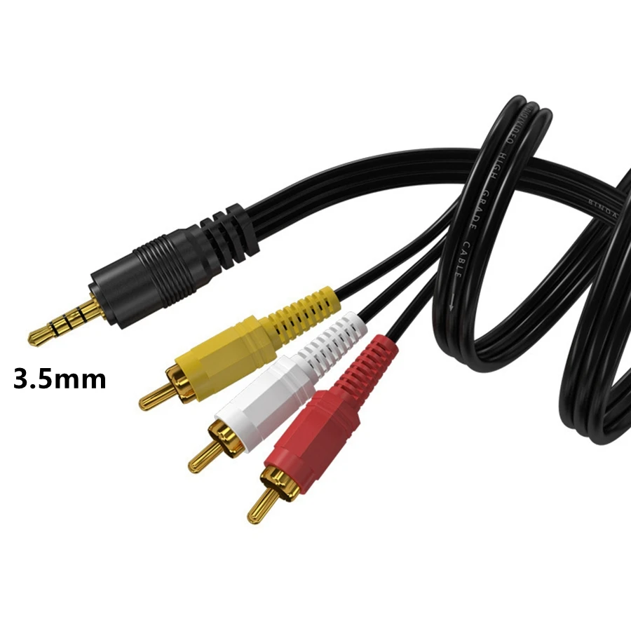 1.5m/3m/10m 3.5mm 2.5mm Jack Plug Male to 3RCA Male Adapter Music Audio Video AV AUX Cable Wire Cord For Speaker Laptop DVD TV P