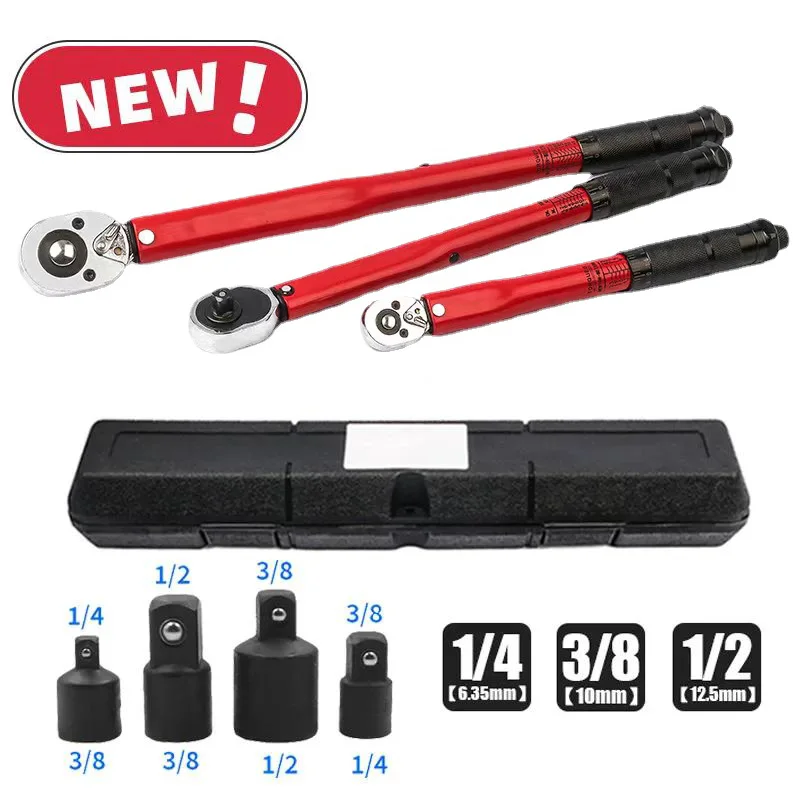 2-210N.m Torque Wrench 1/2 3/8 1/4 Precise Reversible Ratchet Torques Key Professional Bicycle Motorcycle Car Automotive Tool