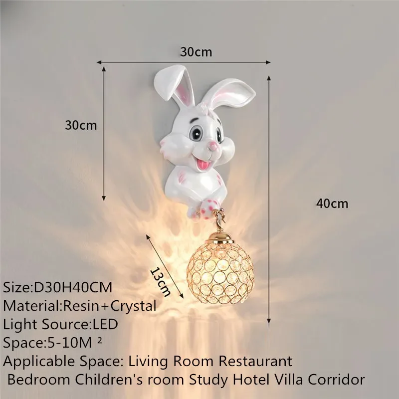 ALBERT Contemporary Rabbit Wall Lamp Creative Living Room Bedroom Study Villa Hotel Children's Room Aisle LED Decoration Light