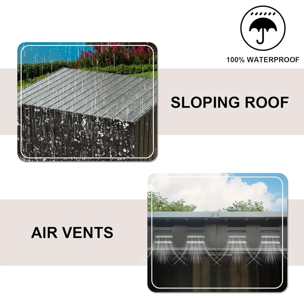 

Outdoor Storage Shed 6' x 4', Metal Waterproof Tool Shed Utility Storage House with Double Lockable Doors, Customized