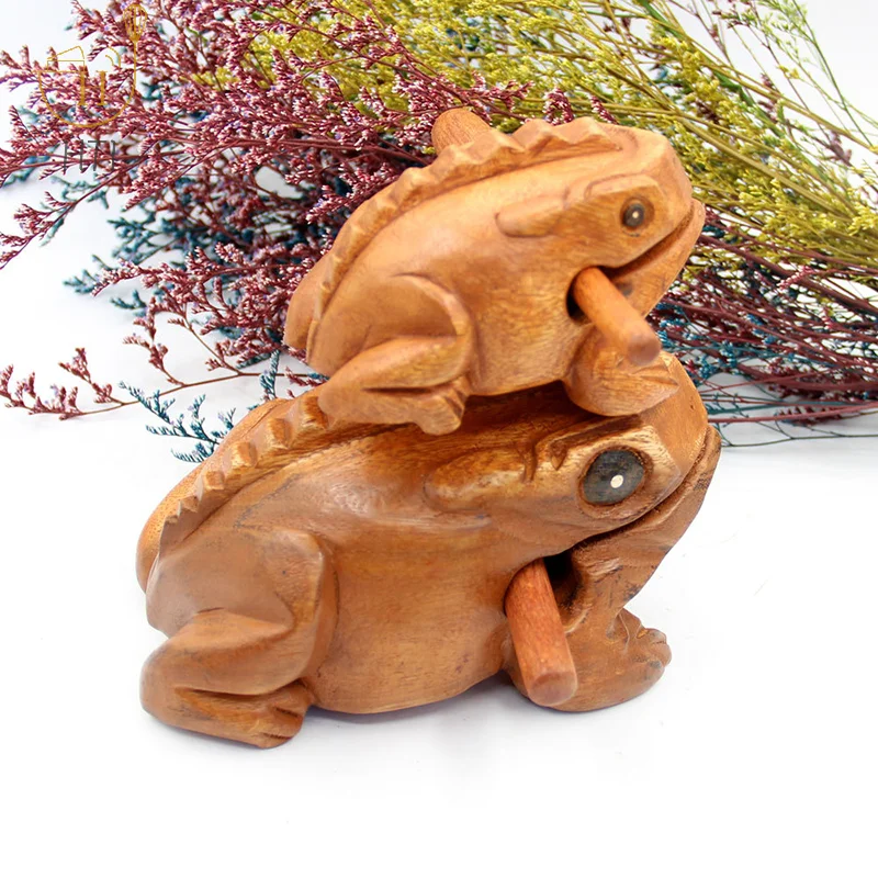 Lucky Thailand Wood Thailand Traditional Craft Wooden Lucky Croaking Musical Instrument Home Office Desk Decor Lucky Frog Crafts