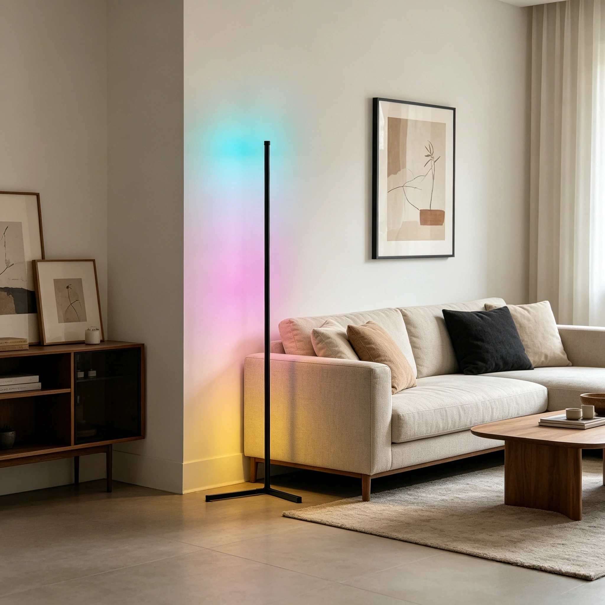 ledフロアアンビエントライト、rgbコーナーランプ、アプリとリモコン対応、スマートカラフルコーナーアンビエントライト