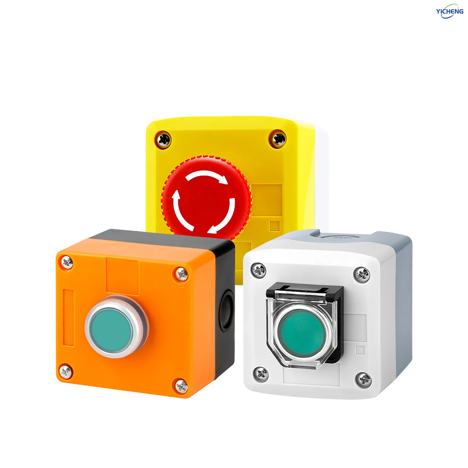 1Pcs 22mm 1 bit Control Station Box Set,Push Button Switches,2-Position Rotary Switch & Emergency Stop Button(optional)