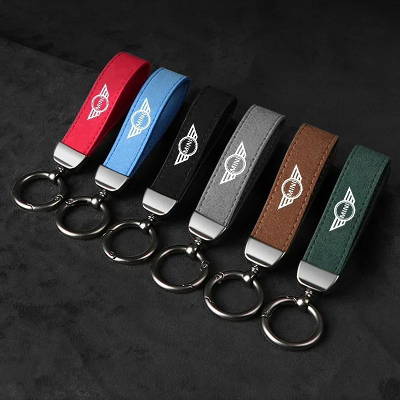 

High-Grade Car Suede Leather Keychain Hanging Metal Keyring For BMW Mini Cooper One S JCW F55 F56 F57 F60 Coupe R50 R53 R56 R5