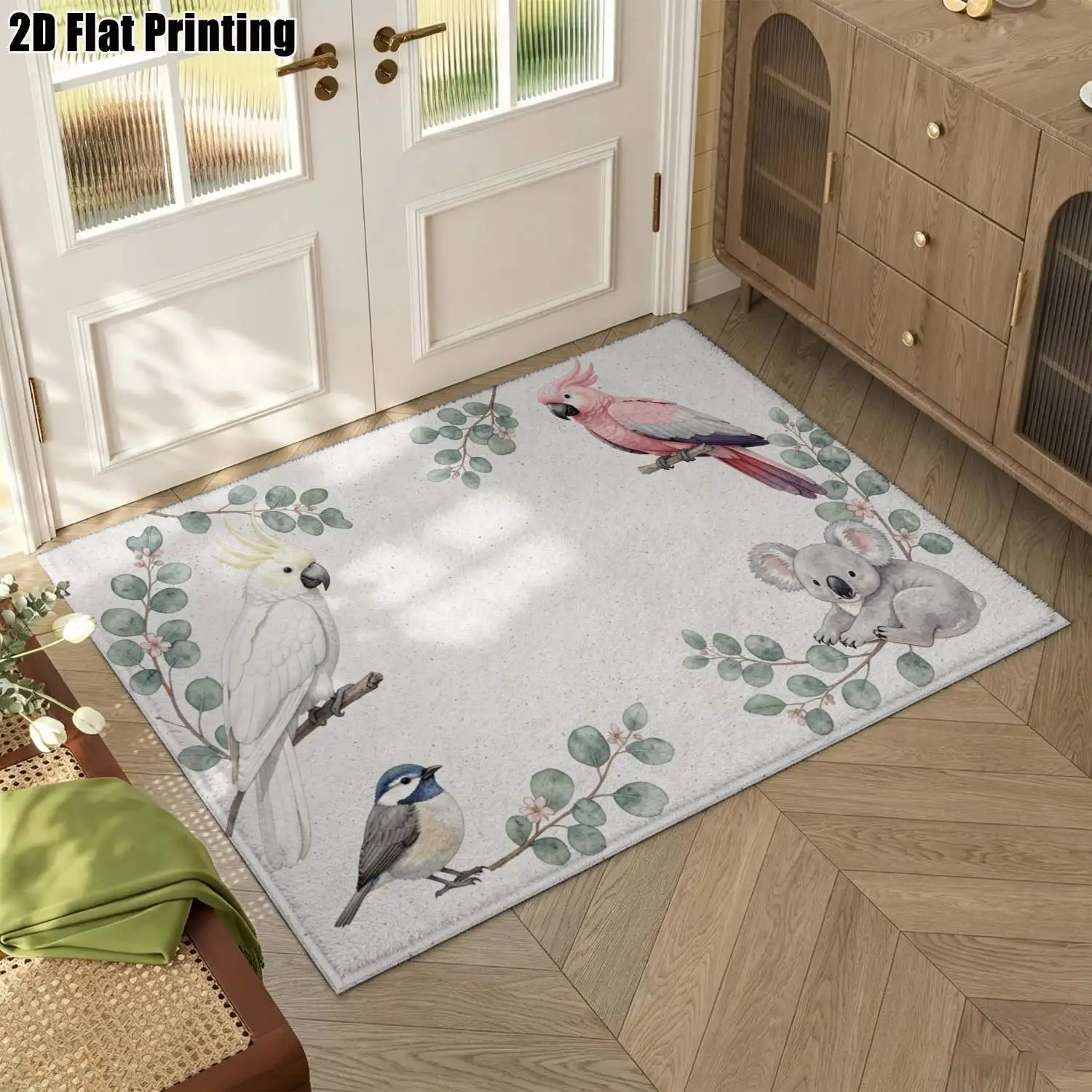 1Pc 2D Printed Forest-Themed Nordic Minimalist Carpet, Machine Washable, Multi-Size, for Home Decor & Various Spaces