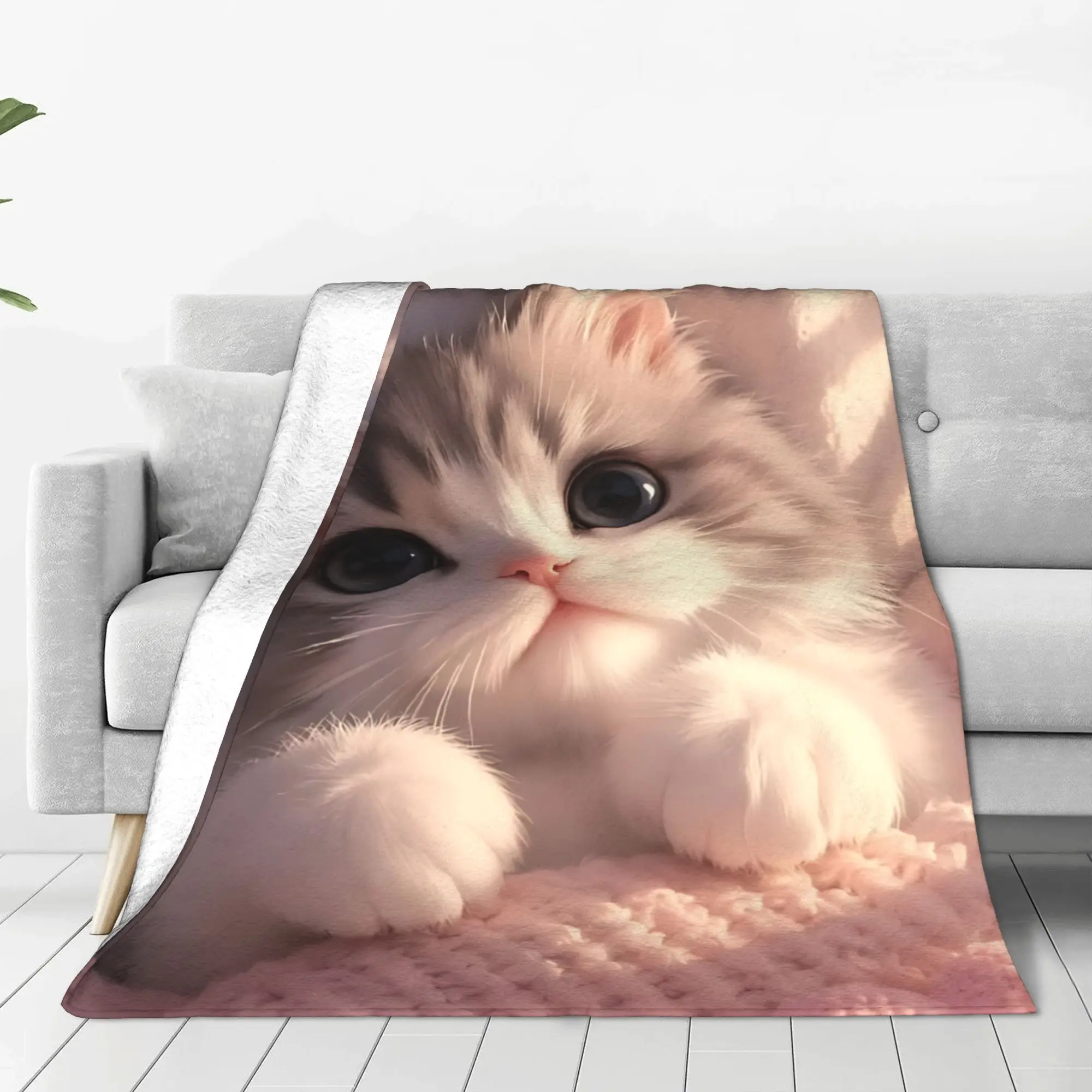 1PC British Shorthair Cat  Winter Blankets for Adults Bedding Home Interior Sofa Knee Black Friday Deals