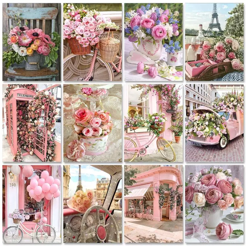 

GATYZTORY 5d Diy Diamond Painting Flower Full Diamond Embroidery Cross Stitch Mosaic Rhinestones Home Wedding Decoration