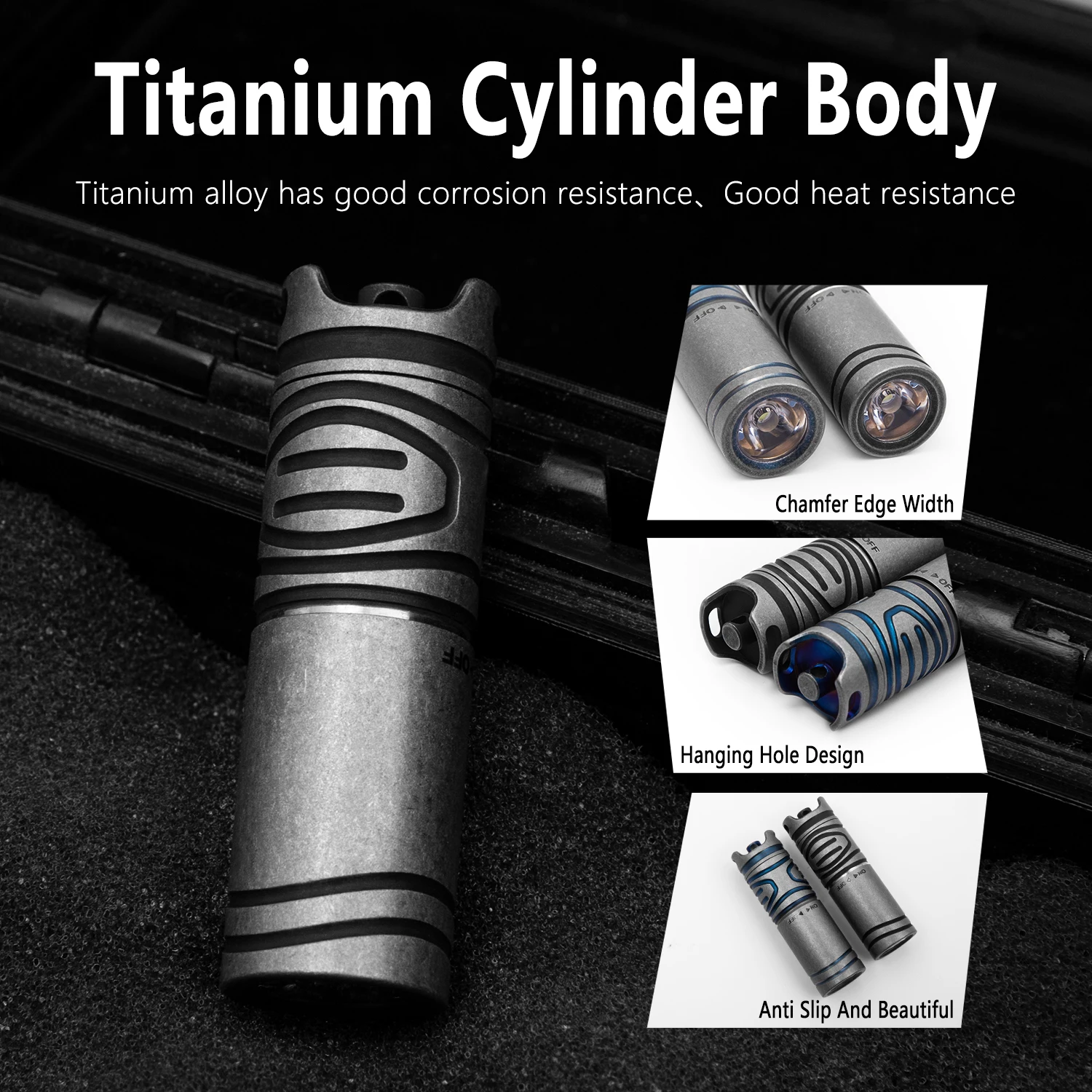 Titanium Alloy Mini Flashlight Key Chain Type-C Usb Rechargeable Adjustable Gear Position Outdoor Camping Equipment EDC Tool  ﻿