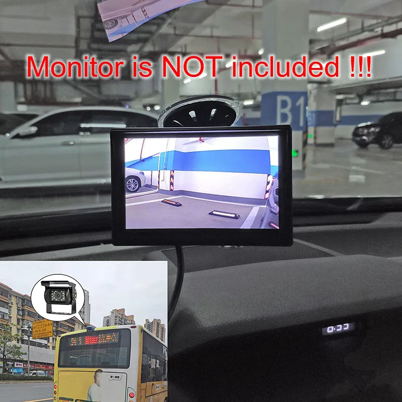 SMALUCK DC 12V-24V 120 Degree Waterproof Color Ccd Reverse Backup Car Truck Bus Camera With IR Night Vision