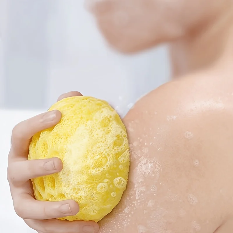 قطعة واحدة من إسفنجة حمام على شكل قرص العسل اليابانية - إسفنجة استحمام فائقة النعومة مع خلايا قرص العسل، قبضة غير قابلة للانزلاق، جسم تقشير لطيف