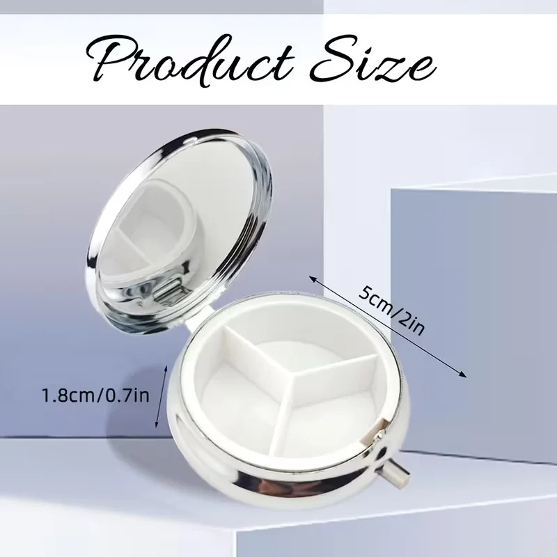 Portable Metal Box Organizer, 3-Compartment Travel Box, Suitable Handbags, Cute Retro Heart-Shaped Cherry Blossom Design, Small Daily Vitamin Storage Box, Compact Container, Pocket Box, Aesthetic Jewelry Box view 3