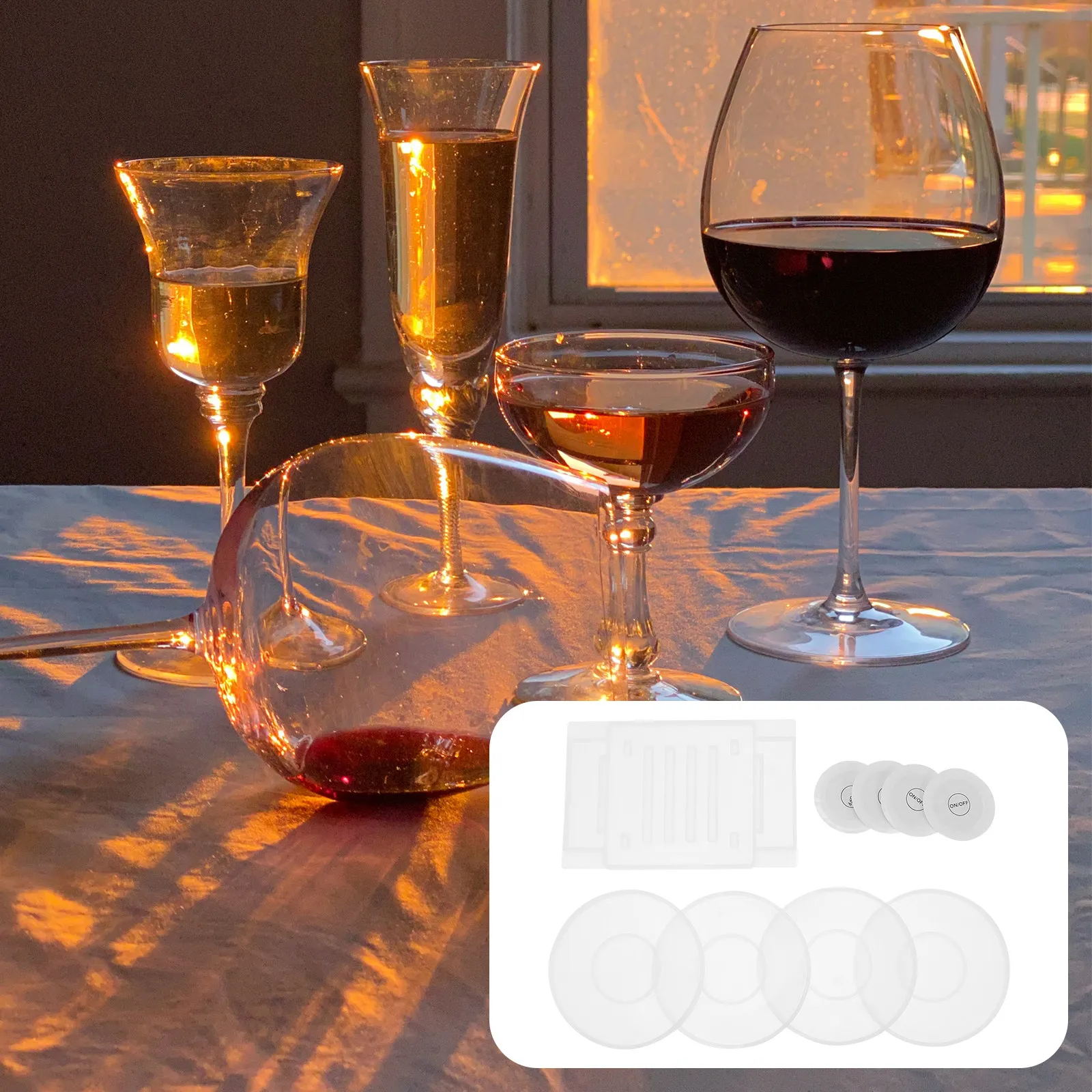 

1Set Cd Disc Shaped Silicone Coaster Mold Glow in Dark DIY Craft Making Epoxy Resin Casting Mold for Home Bar Table Decor