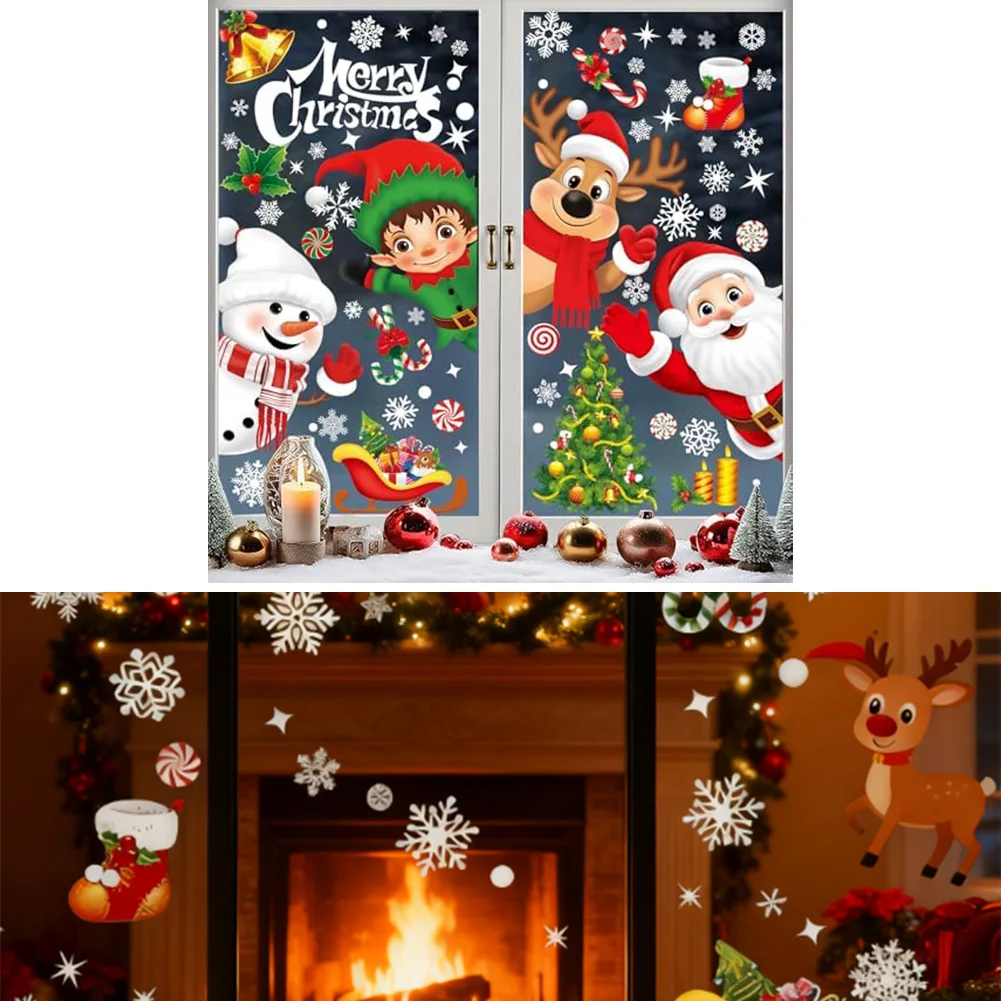 Festive Family Gatherings Christmas Window Stickers Festive Home Decor Classic Holiday Elements Endless Decorative Options