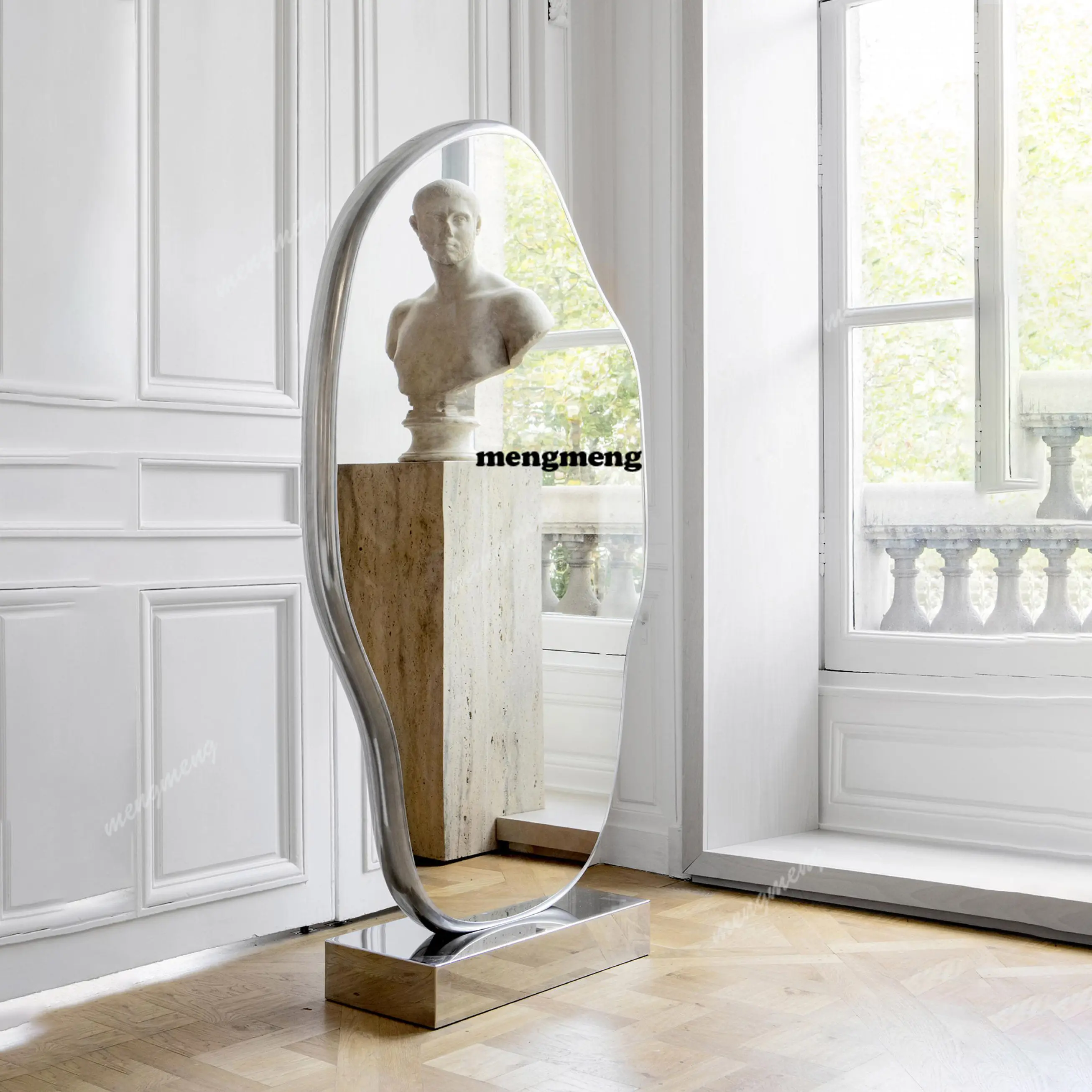 

Light luxury special-shaped full-length mirror clothing store vertical floor-to-ceiling dressing mirror living room decoration