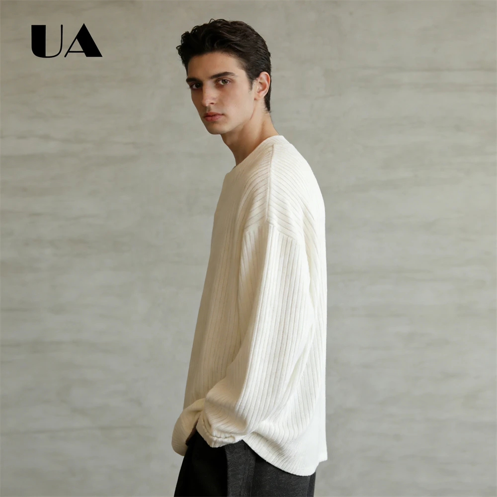 ULBYANRY Spring & Autumn New Mens Long Sleeves Texture T-Shirt, Trendy Loose Fit Basics T Shirts M-3XL