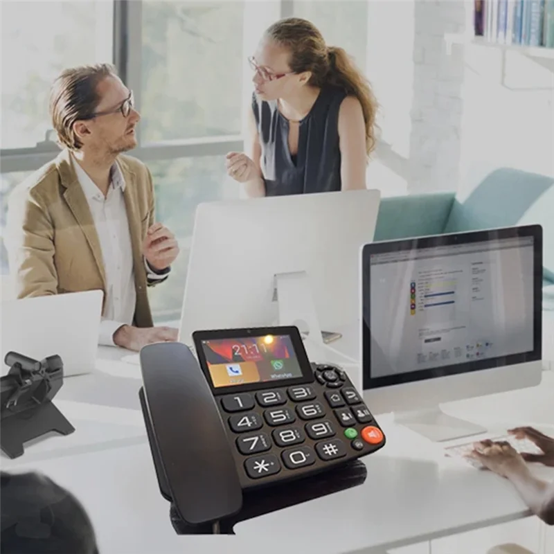 REPLA-TUYA Telefono con registrazione video WIFI Telefono con scheda SIM wireless con rete 4G e allarme radio per Home Office EU-PLUG