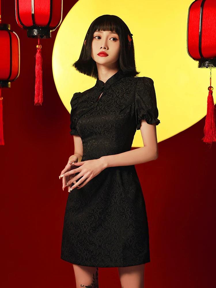 

Young Women's New Sle Summer Dr Bla ort Retro Faion Dr for Girls Polyester Fiber Casual Wear