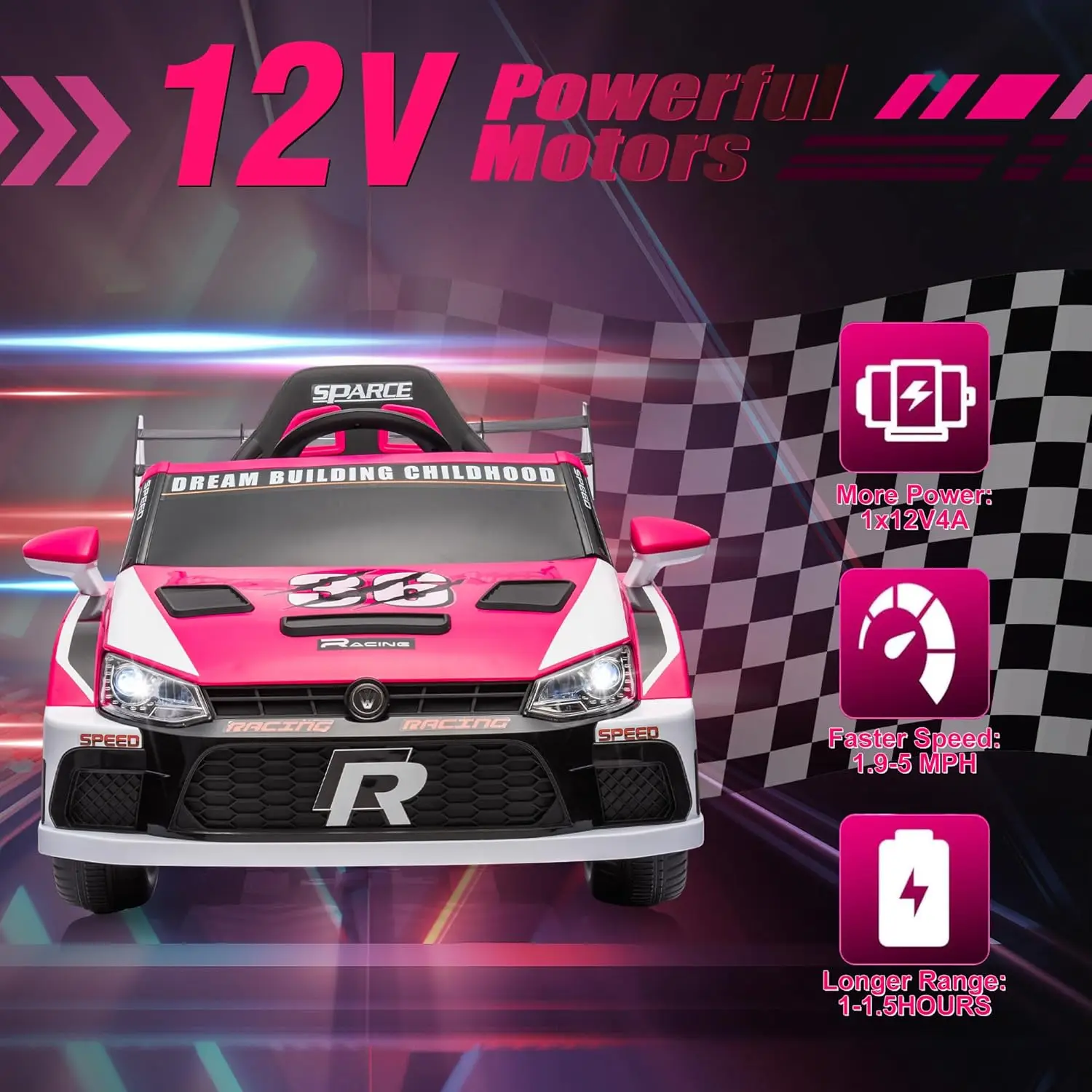 Voiture pour enfants avec télécommande Parent, véhicules électriques alimentés par batterie 12V pour enfants âgés de 3 à 8 ans, moteur puissant, Sport à 3 vitesses