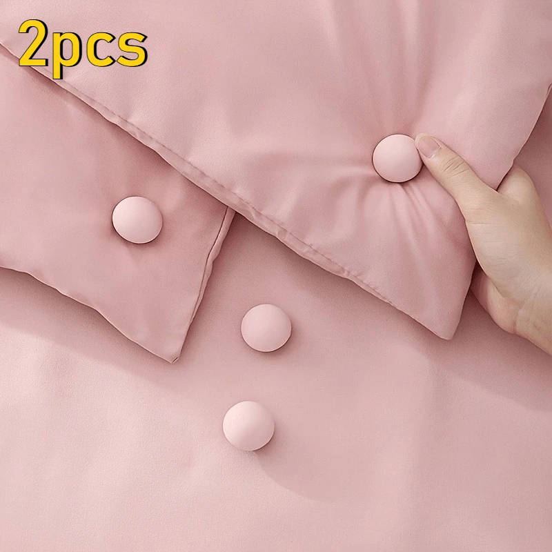 2pcs Invisible Non-slip Quilt Fixers, No Pins Bed Sheet Quilt Anti-run Buckles, Detachable Reusabless