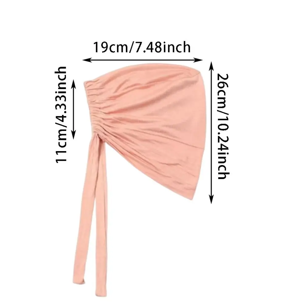 

Adjustable Headscarf Hat Solid Color Elastic Muslim Ribbon Base Hat, Underscarf Breathable Muslim Bonnet Islamic Wear