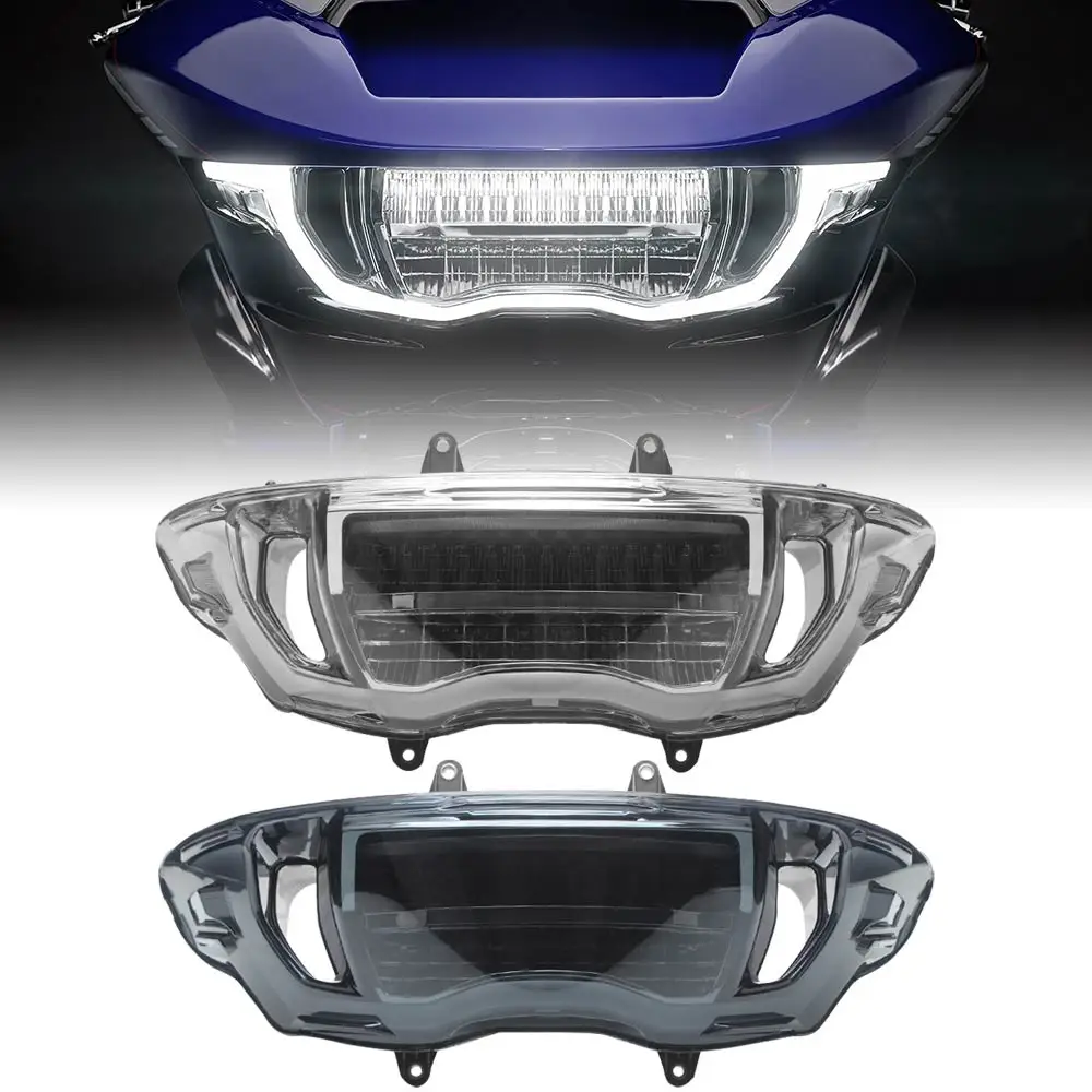 Versatile Headlight Fits For Harley Road Glide Fltrt Fltrxse Fltrxstse Fltrx Fltrxl 2023-2026 Black Housing Clear/Smoke Pc Lens