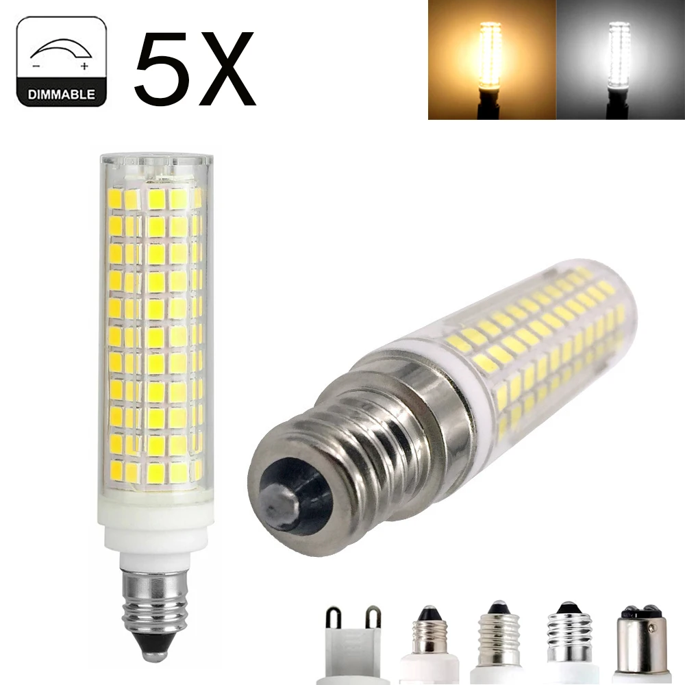 5PCS Dimmable LED Bulbs 15W 136LEDs Bulb E14 Mini 110V Lamp 220V Cool White 2835 Smd Nan Headlight 360 Light Bedroom Lamps