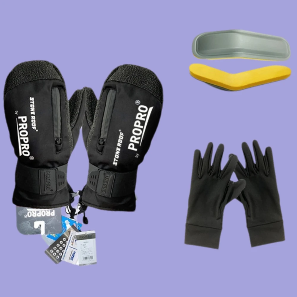 Winter Ski Gloves Aramid Wear Resistant Material Snowboard Men Women Thermal Inner Five Fingers Snow Glove Built-in Wrist Guard
