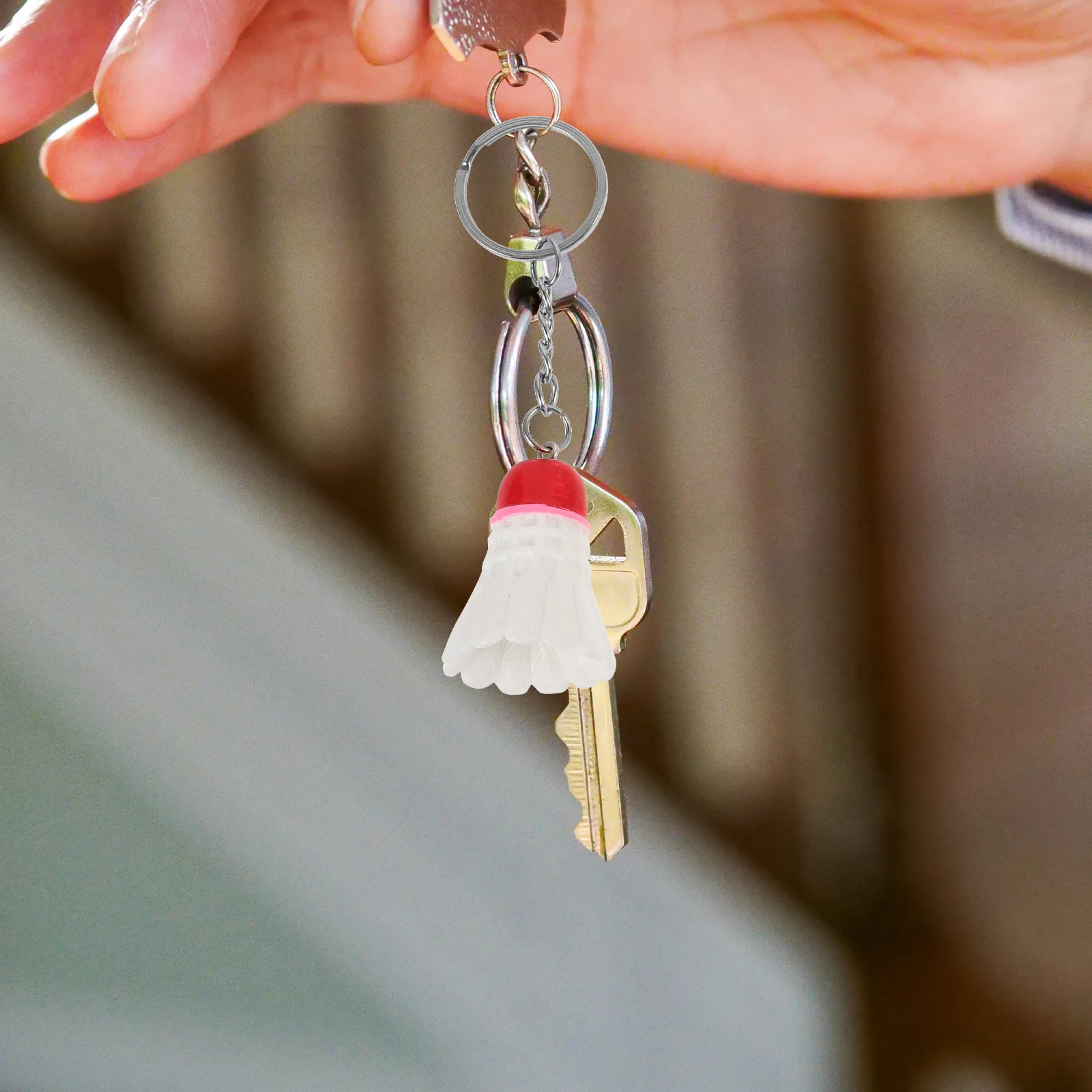 

6 Pcs Badminton Keychain Keychains Cute for Women Pendant Keyrings Sports Plastic Ball Rackets