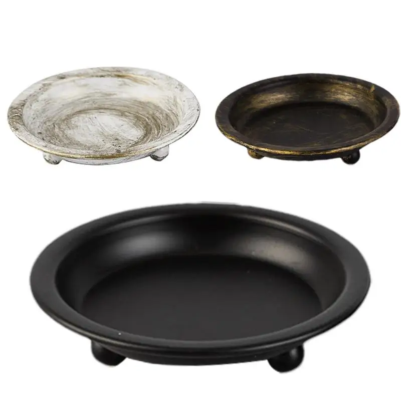

Candle holder round retro candle tray metal iron candle holder tray suitable for home wedding festival decoration
