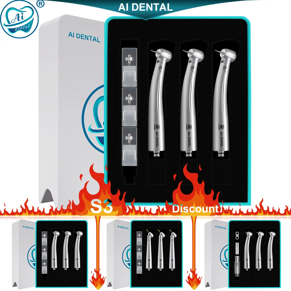 

S3 Discount Air Turbine Dental High Speed Handpiece Kit Optic N Coupling Standard / Torque / 45 Degree Head For Dentist