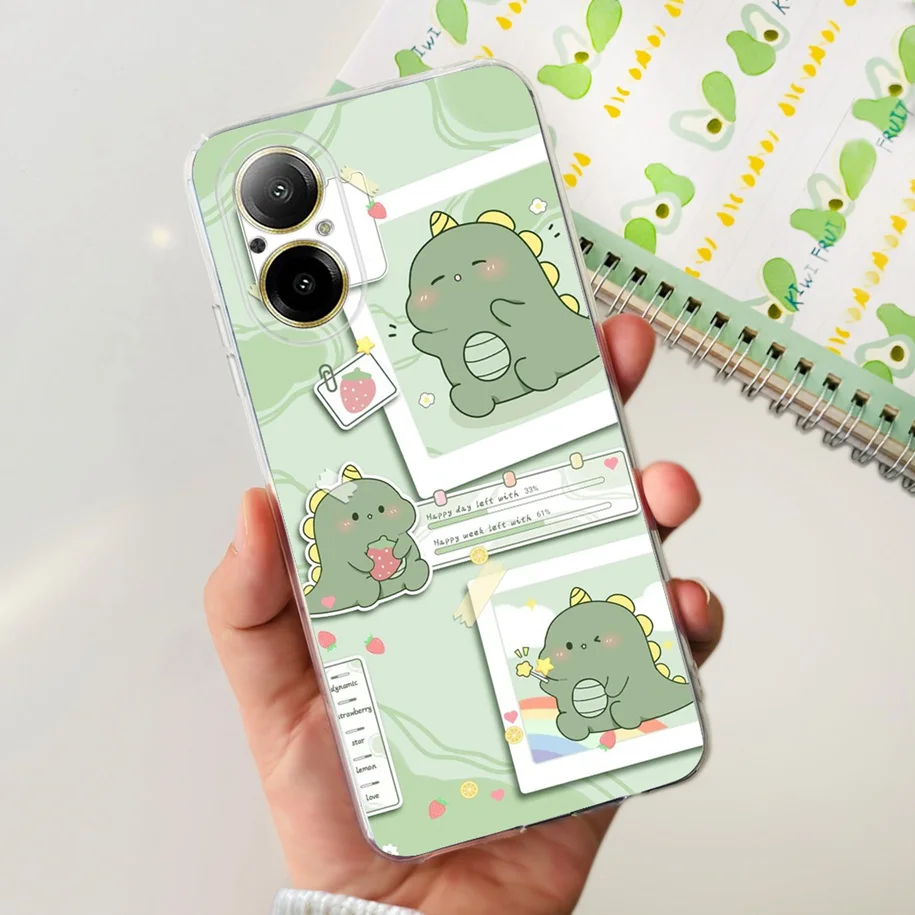 For Realme C67 4G 2024 Case Popular Flower Transparent TPU Silicone Soft Back Cover on Realme C67 RMX3890 RealmeC67 4G Protector