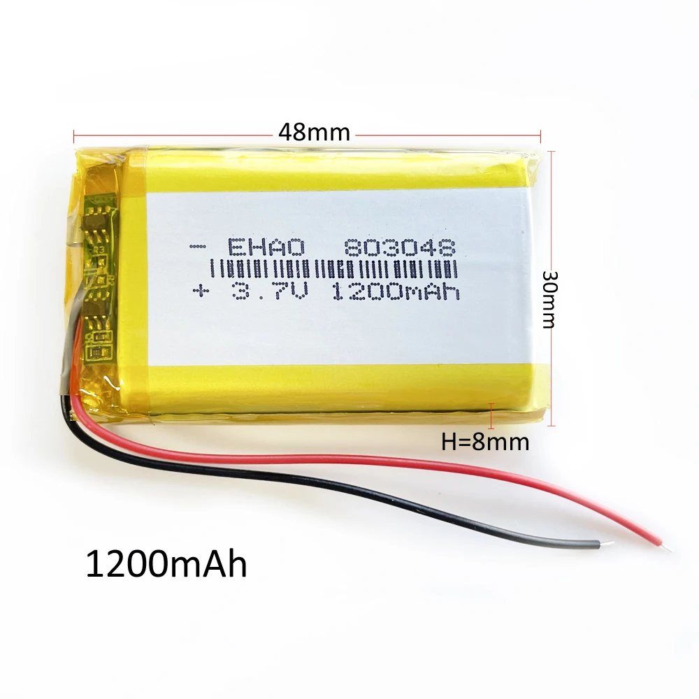 10 x PCS 3.7V 1200mAh Polymer Lithium Lipo Rechargeable Battery 803048 For Mp3 GPS Recording Pen Bluetooth Massager Scanner