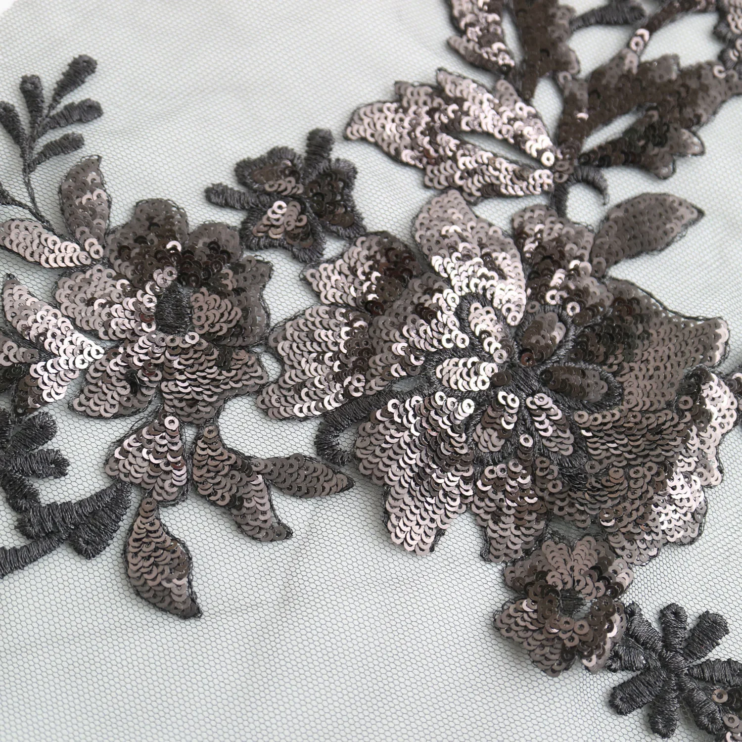 Fashion 37*24cm embroidery beaded applique sewing Sequins lace fabric accessories for wedding dress bridesmaid DIY decorations