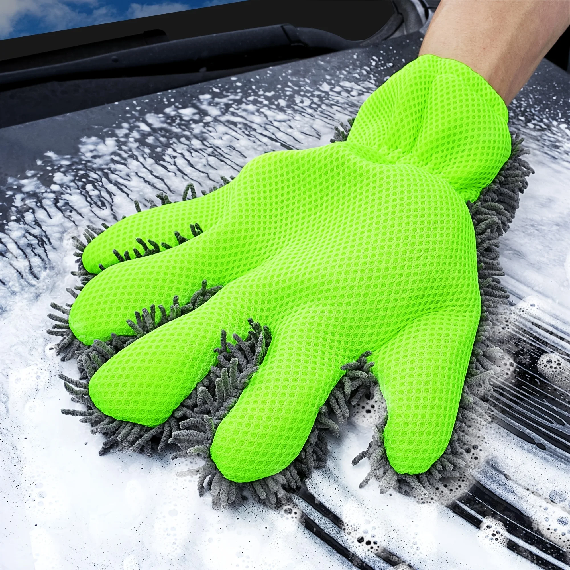 Car Washing Gloves Specialized Car Wiping Cloth Five Finger Gloves No Dead Corners Thick Plush Cleaning No Damage To Car Paint