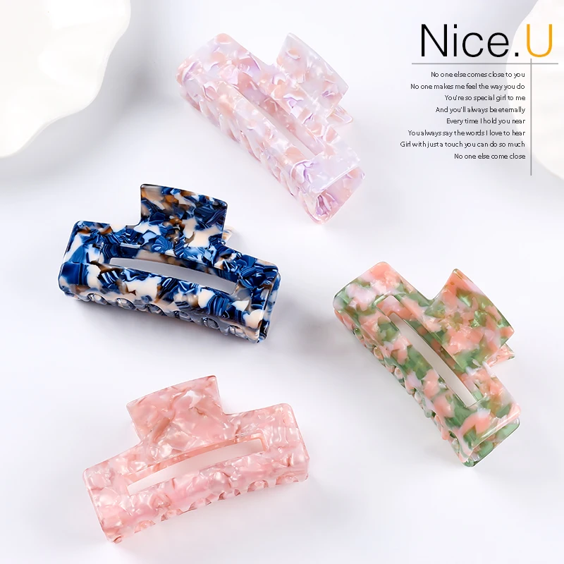 New Women Butterfly Hair Claw Transparent Acetate Cute Sweet Geometry Hairpin Aurora Barrettes Fashion Children Hair Accessories