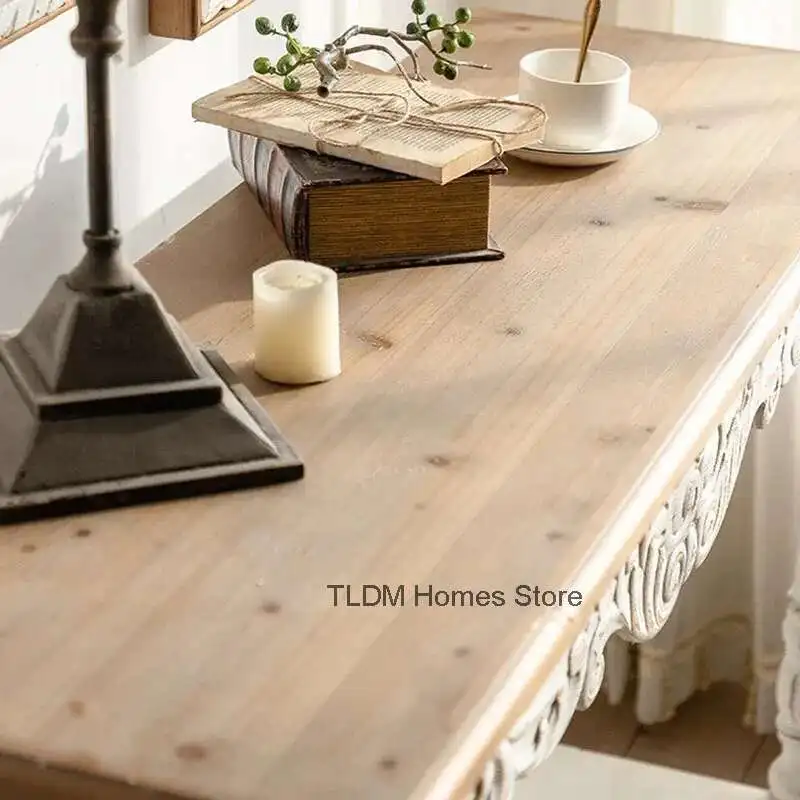 

French Solid Wood Console Table Home Furniture Console Table Retro Old Corridor Art Decoration Facing The Entrance Hallway Table
