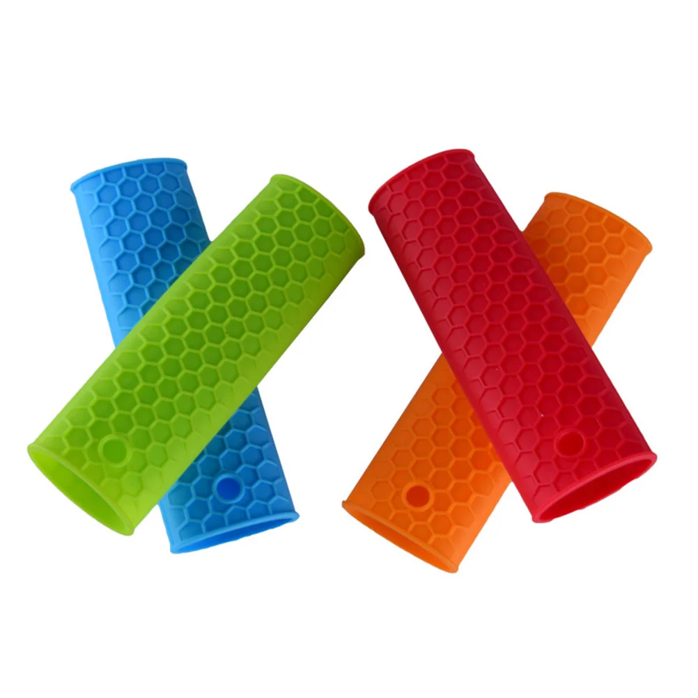 

4 шт. силиконовые рукава для сковороды, кухонные ручки для защиты рук, ручка для горячих сковородок, кастрюль, чугунные чехлы, сковорода