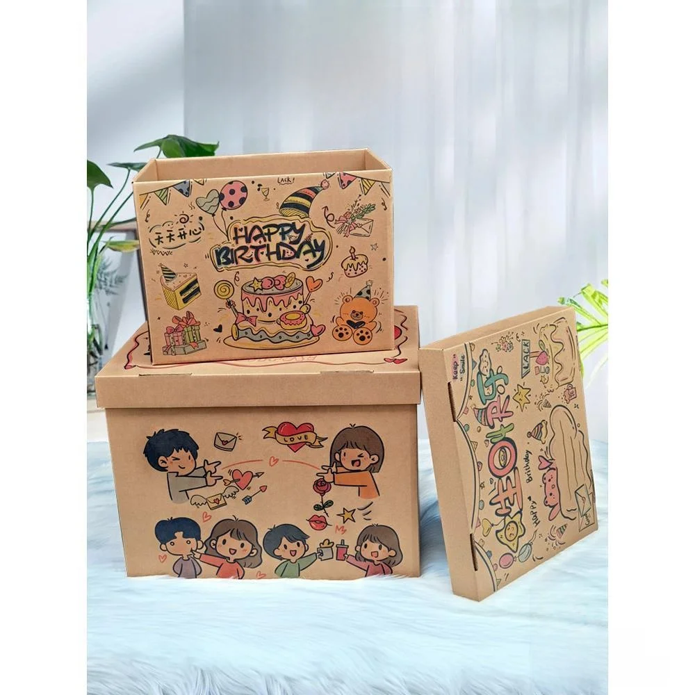 

Большая подарочная коробка на день рождения, портативная коробка для снеков, подарок-сюрприз для мужчин, коробка с мультяшным декором, свадебный сувенир