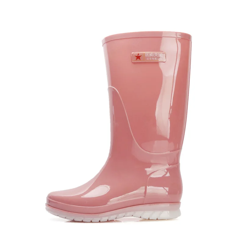 New Women Knee-high Rain Boots Female Tall PVC Rainboots Waterproof Woman Water Shoes Wellies Boots Non-slip AL76