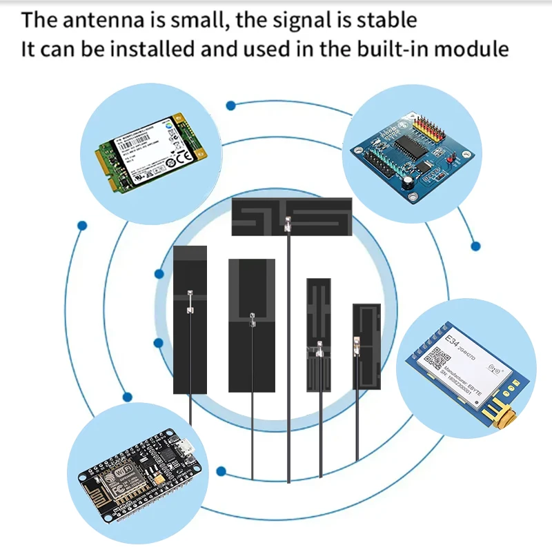 10PCS Internal Built-in Rohs 2.4G 5.8g WIFI IPEX U.FL Flexible FPC PCB Zigbee  Antenna Manufacturer for Signal Boost