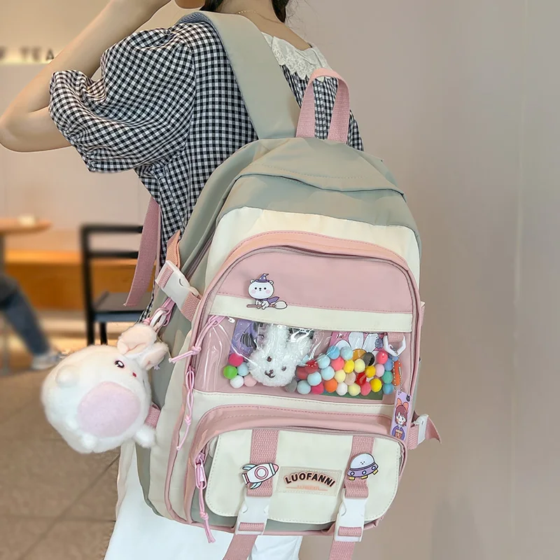 Female Travel Book Fashion Lady College Kawaii  Bags Girl Waterproof Laptop Transparent Backpack Trendy Women Leisure School Bag